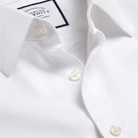 NON-IRON HERRINGBONE SHIRT - 16/34IN - Picture 5 of 5